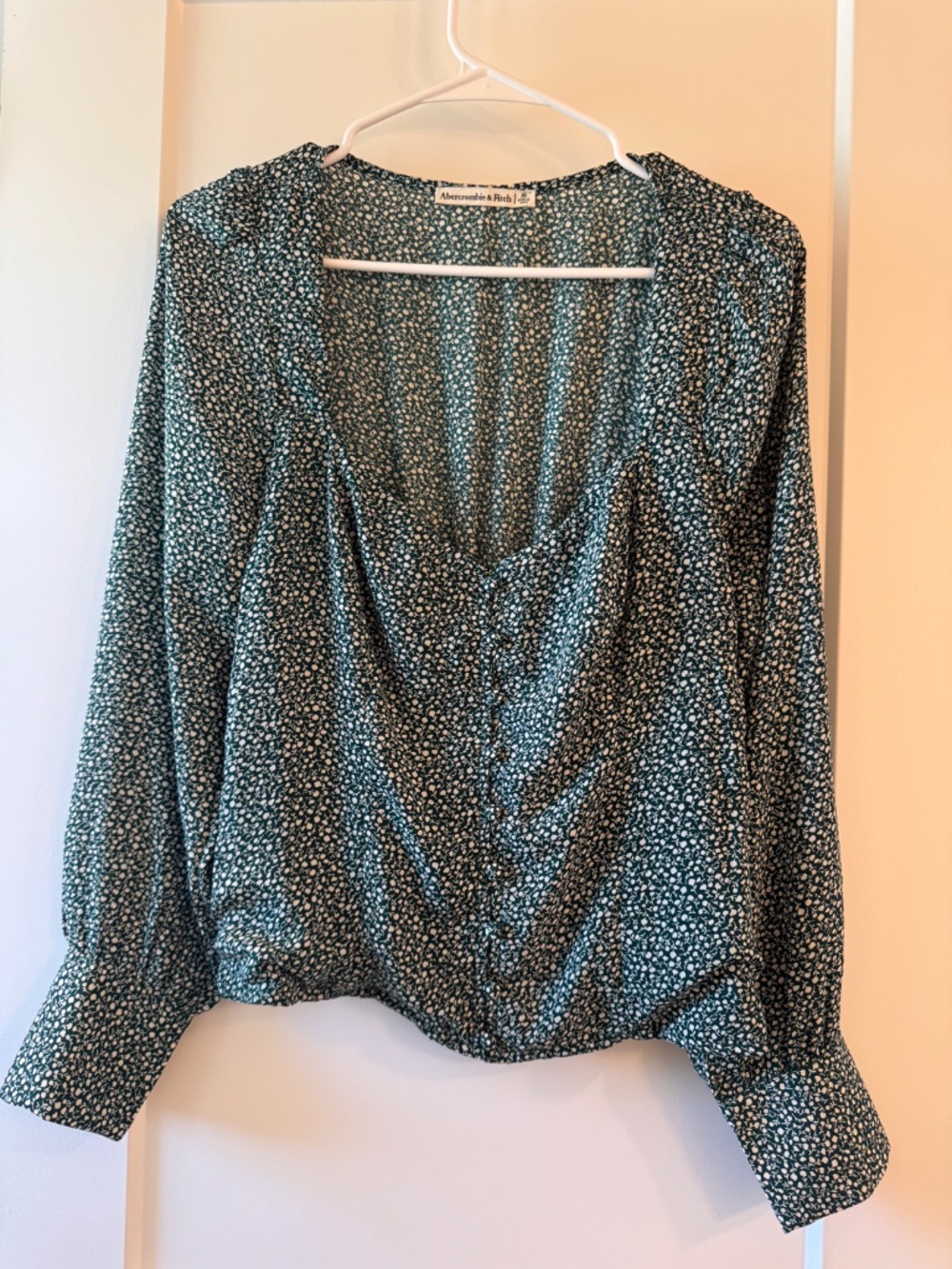 Abercrombie Floral Ditsy Green Blouse Size M